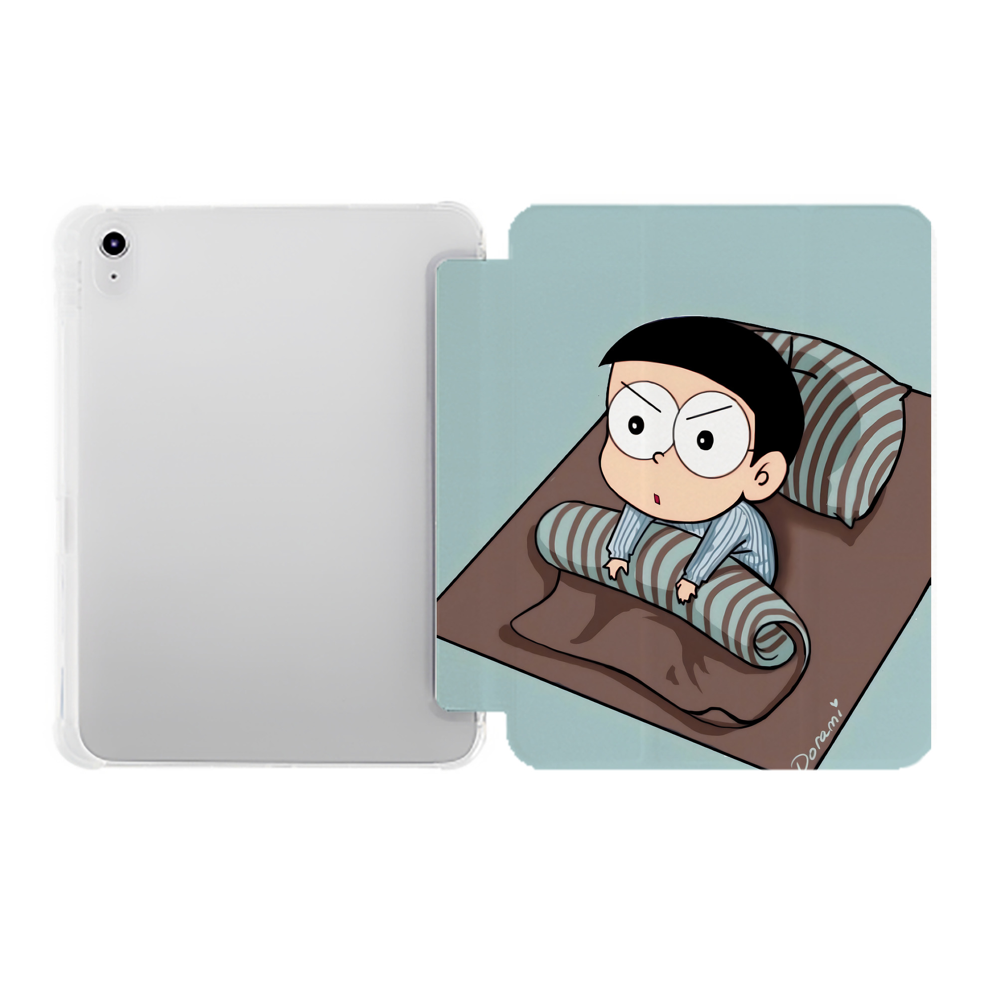 （画像用） ドラえもん Doraemon IPad ケース ペン収納付き 三つ折りスタンド PUレザー×シリコン 対応機種9.5/10.5/10.9インチ
